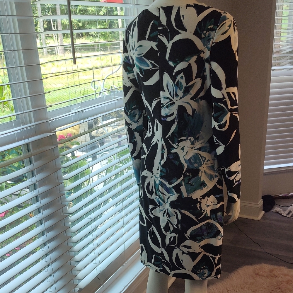 Lauren Ralph Lauren Black and White Long Sleeve Sheath Dress - Picture 5 of 10